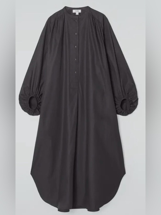 COS Dresses & Skirts - COS Women's Black Gathered Balloon-Sleeve Midi Dress